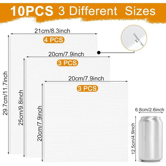 Lot De 24 Toiles à Peindre 15x15 Cm - Toiles Vierges Tendues Sur Châssis, Pour Acrylique, Huile, Aquarelle - Idéal Débutants, Enfants, Artistes
