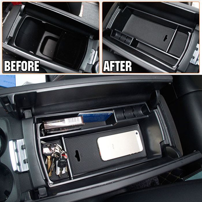 Boîte De Rangement Pour Console Centrale Fiat 500 (2011–2015) – Noir – Installation Adhésive 3M – Organiseur Frein à Main
