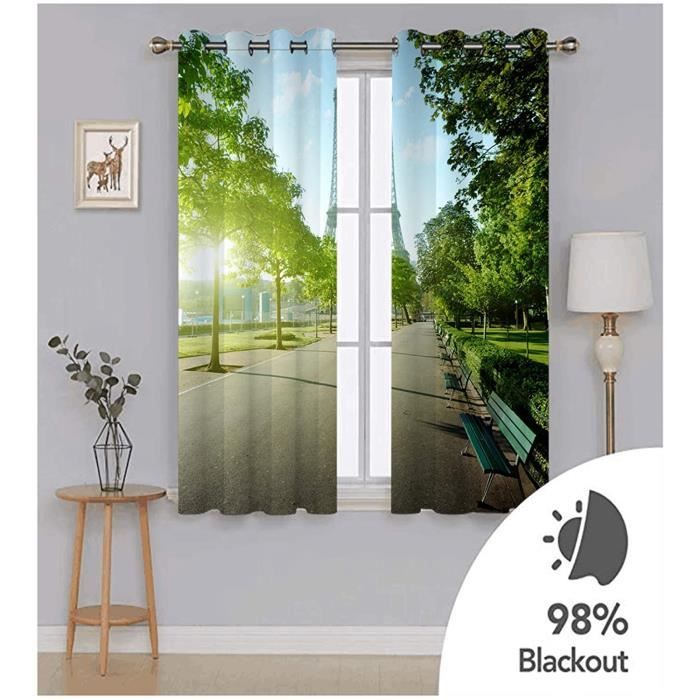 Rideau Occultant Imprimé 3D Papillon Et Tour Eiffel - Marque Sweethome - Neuf