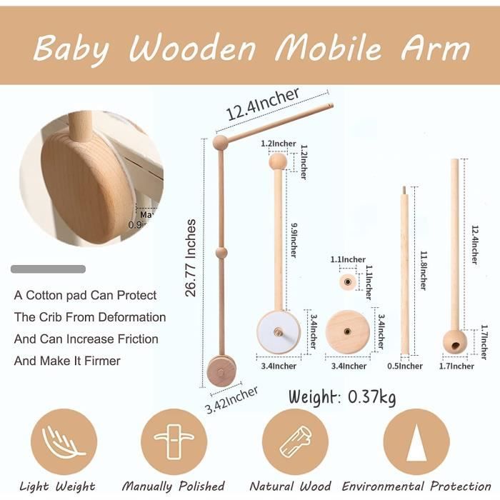Rayher 6115500 support en bois pour mobile bébé, sct.-LS 1 pce Ø 33 cm,  beige, Marron