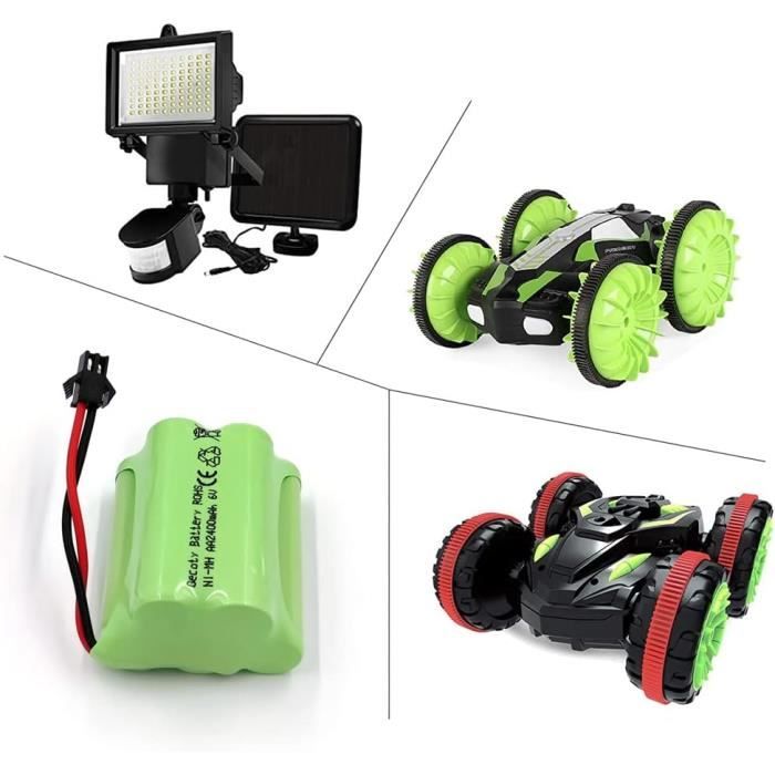 Gecoty® Batterie 6V NiMH 2400mAh – Rechargeable Sur USB, Prise SM 2P, Parfaite Pour Voiture RC, Lumière Solaire Et Outils électriques