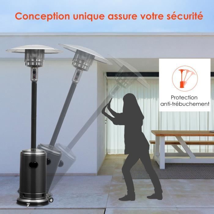 Chauffage Terrasse Gaz 13Kw Avec Roues - Warm Tech Pour Extérieur Jusqu'à 25m²