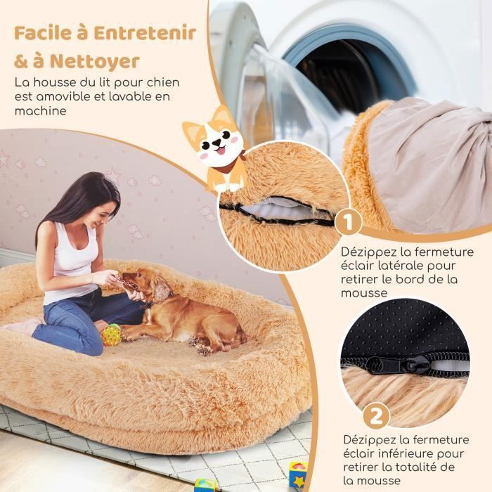 COSTWAY Lit Géant pour Humain ou Chien Animaux, Fausse Fourrure — free download