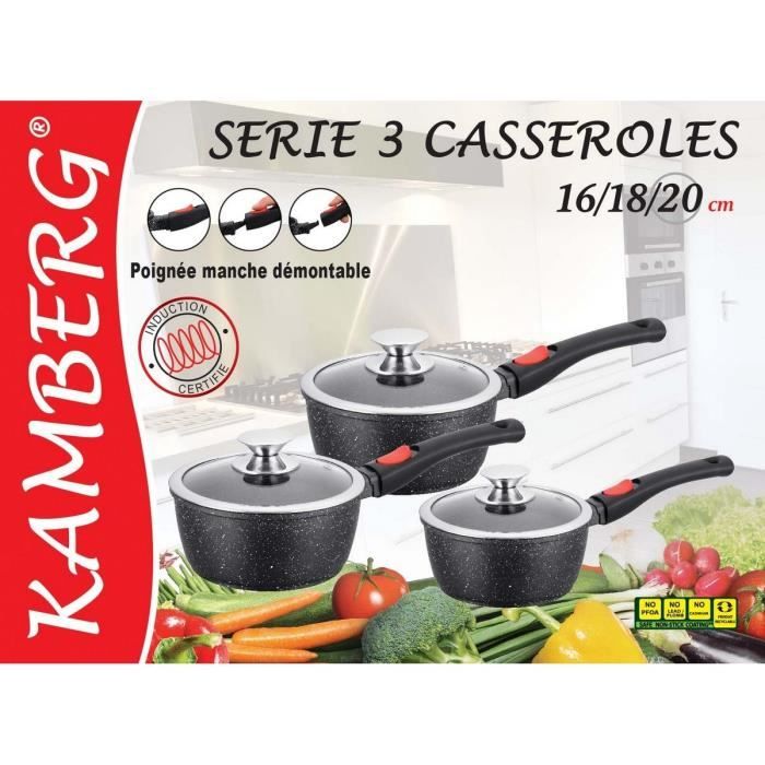 KAMBERG - 0008116 - Set 3 casseroles inox 16 / 18 / 20 cm +