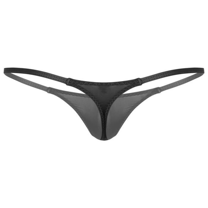 String Homme Sensuel 2 Pièces - Blanc Et Noir Transparent, Élastique Confortable