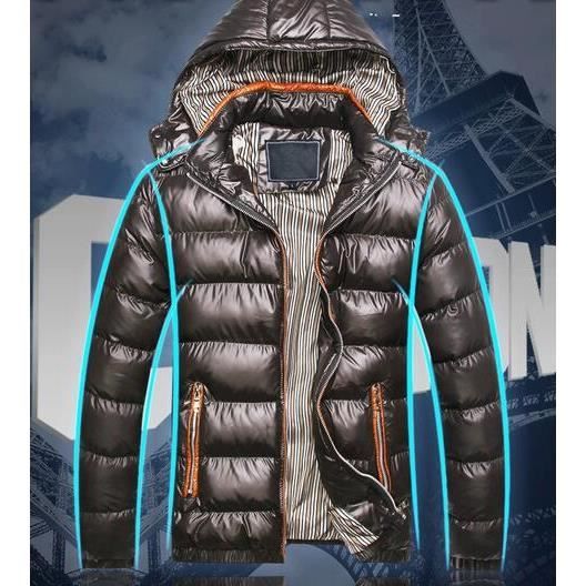 Manteau hiver pour homme avec capuche détachable business casual