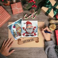 6pcs Carte De Voeux - DIY Diamant Peinture - Père Noël De Noël