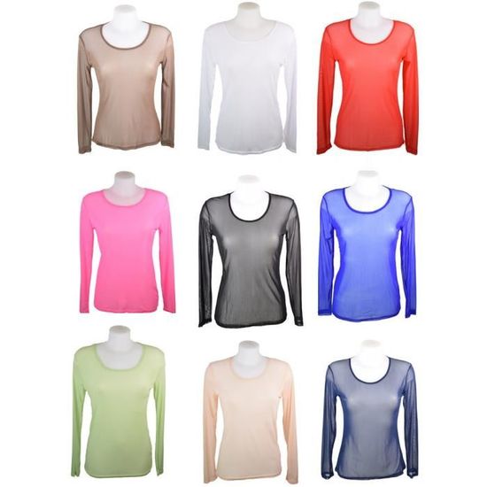 Tee shirt voile shop transparent manche longue