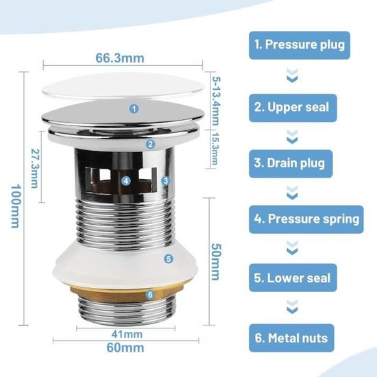 Siphon De Lavabo En Acier Inoxydable Ghazpmuk - 1 1/4 X 32mm - Universel Avec Joint Silicone - Chromé