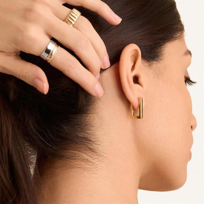 Boucles D'oreilles Plaqué Or Créole Ouverte Bijou Femme