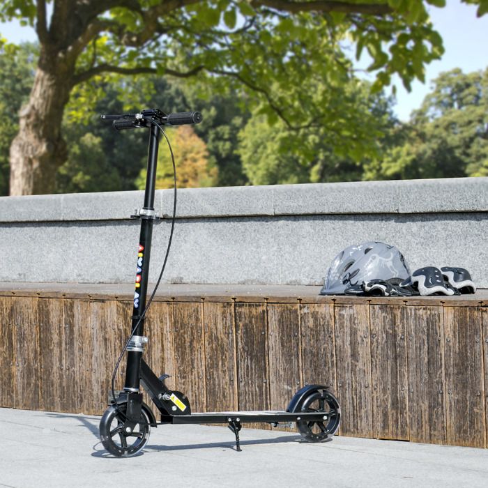 Trottinette Enfant 2 Roues Pliable AIYAPLAY - Guidon Réglable 4 Hauteurs (88-103 Cm) - Freins Avant/arrière - Pour 6-12 Ans