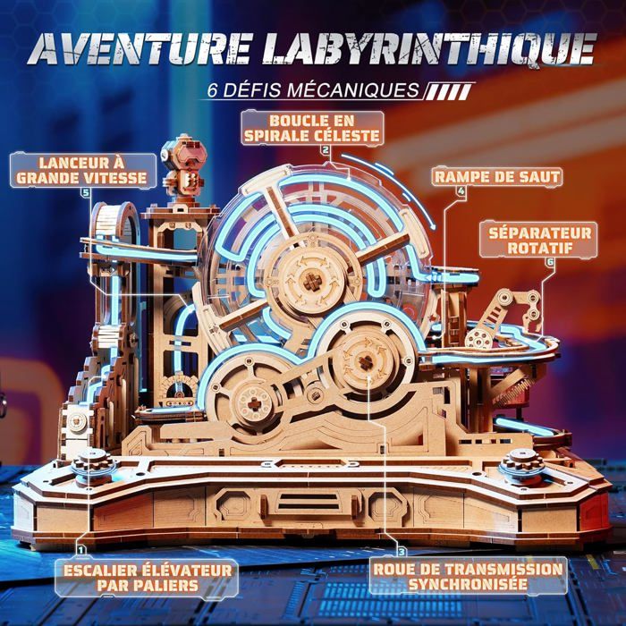 ROBOTIME Puzzle 3D en Bois Gear Ball Challenge Kit Labyrinthe Mécanique