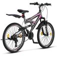Licorne Bike Vélo VTT 26" Premium Vélo [24, Anthracite/Rose]-3