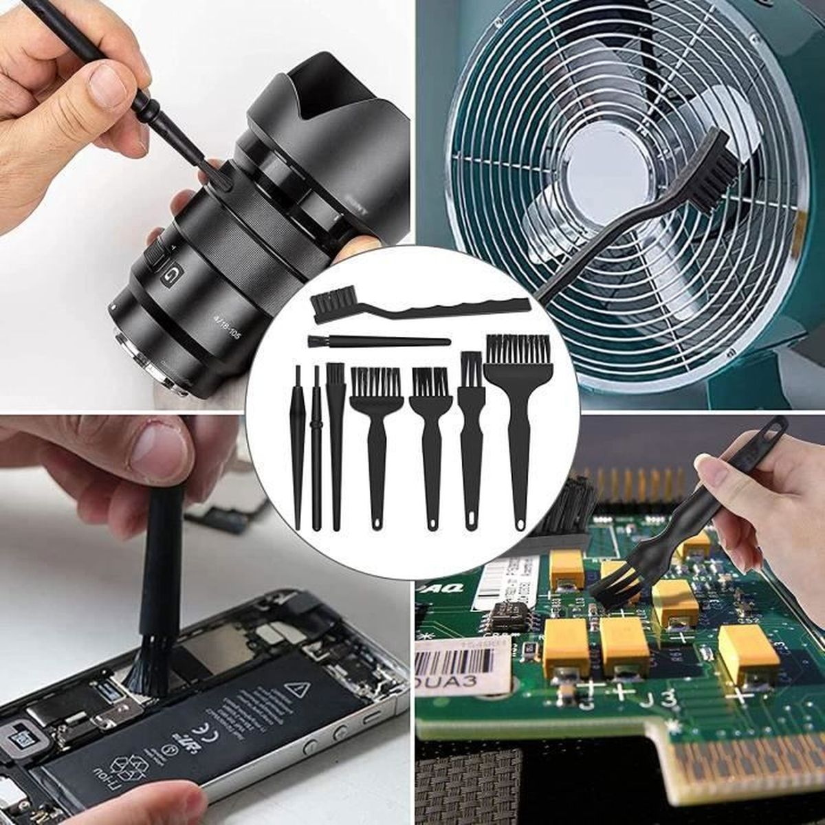 Pinceaux Antistatiques 7 Pcs Brosses de Nettoyage Platiques Pinceaux de Dépoussiérage Kit de Nettoyage Antistatique Kit de Brosse de Nettoyage pour Clavier Téléphone Ordinateur Caméra 