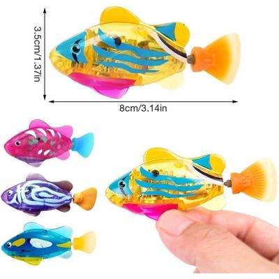 4 Pièces Poisson Robot Bain – Jouet Électronique Nageur LED Pour Bébé & Enfant – Poisson Robot Piscine Avec Lumière Clignotante & Nageoires Mobiles