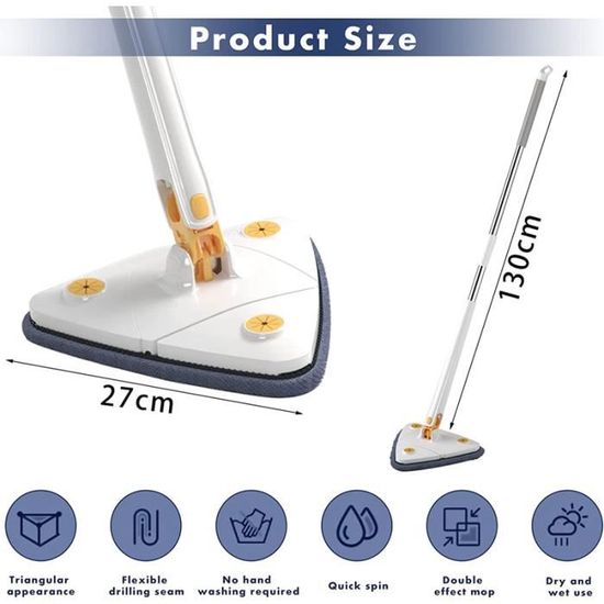 Brosse Nettoyante Télescopique Pour Plinthes & Angles - Tête Pivotante 360°, Manche Réglable, Tapis Microfibre - Outil De Nettoyage Sans Se Baisser