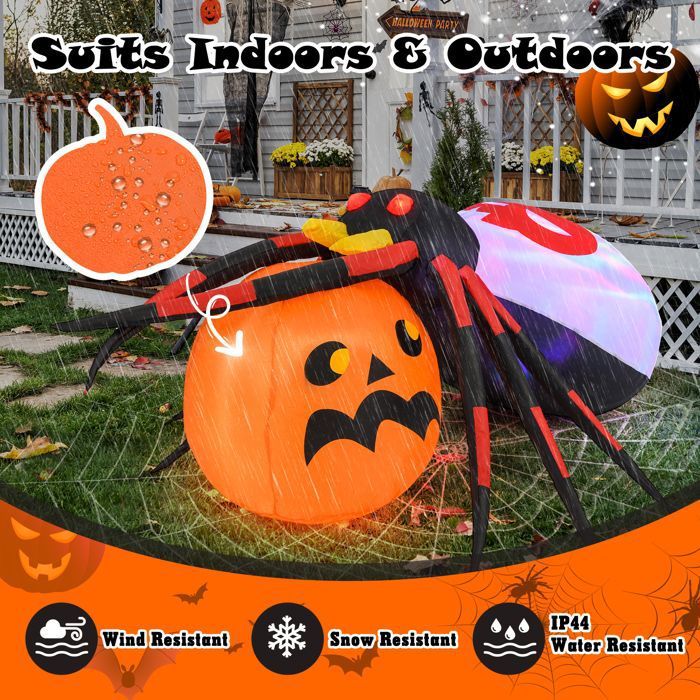 12 Colliers LED Halloween Rotatifs - Tête De Mort, Citrouille, Fantôme, Araignée (couleurs Aléatoires) - 2