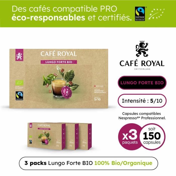 Capsule café Cafe Royal pro - 150 capsules compatibles nespresso pro® -  lungo forte - 3 boites de 50 capsules compatibles nespresso pro®