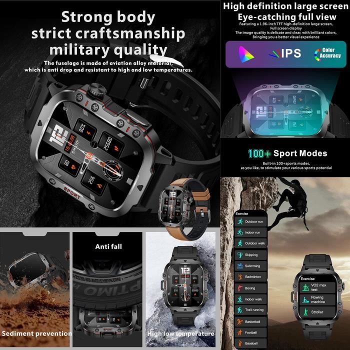 Montre Connectée Écran Couleur 1.32 Pouces Bluetooth ECG