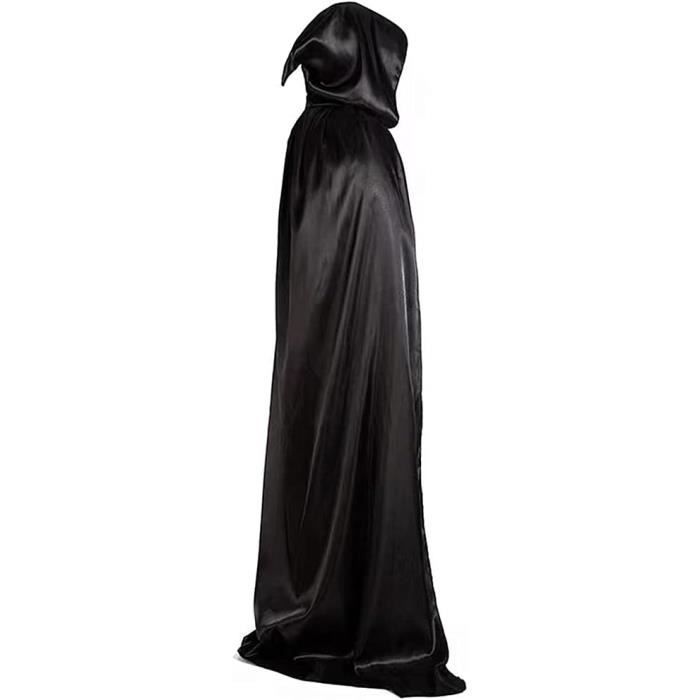 Cape De Vampire Halloween Réversible Noir Rouge - Cape à Capuche Unisexe Pour Enfants Et Adultes