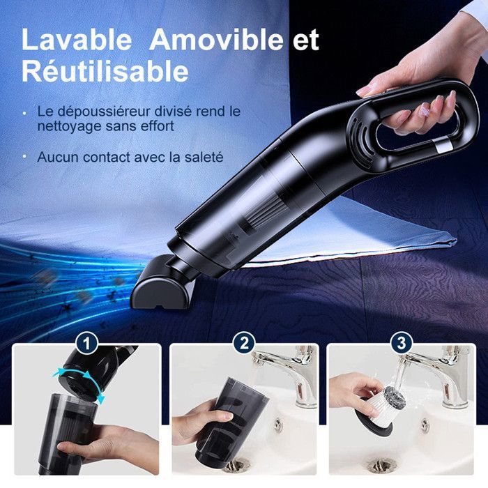 Aspirateur Voiture sans Fil 10000pa Aspirateur à Main Puissant