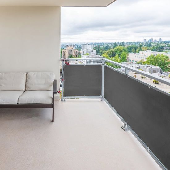 Brise Vue Balcon Extérieur 65 X 140 Cm HDPE Gris Clair - Protection Solaire Respirant Avec Œillets Et Corde