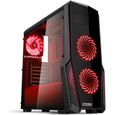 EMPIRE GAMING - Boitier PC Gamer WareFare Noir - 3 Ventilateurs LED Rouge 120 mm - Paroi teintée transparente-0