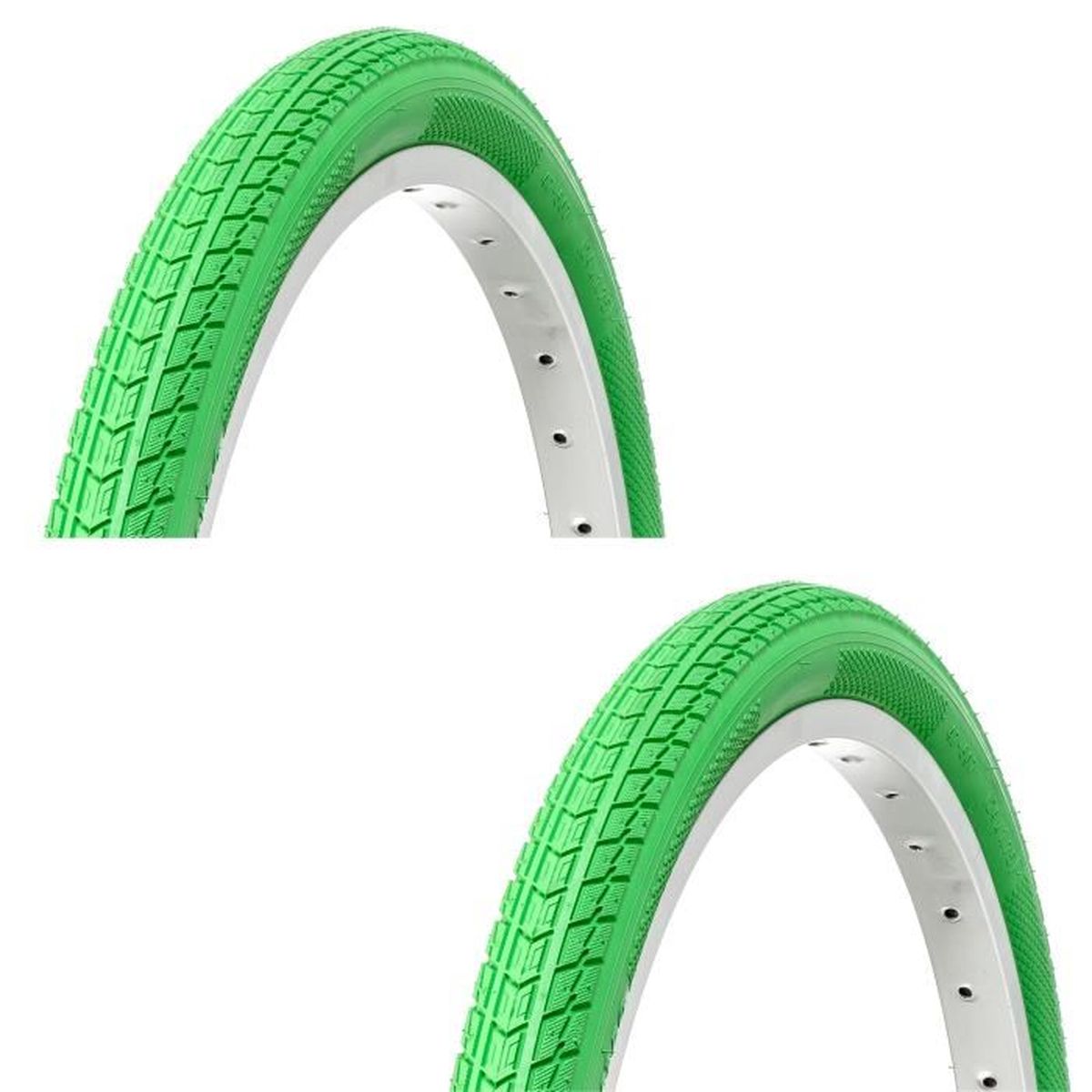 Paire De Pneus Vélo 20x1.75 Avec Chambres à Air - Vert, Semi-lisse, Pour BMX Ou VTC