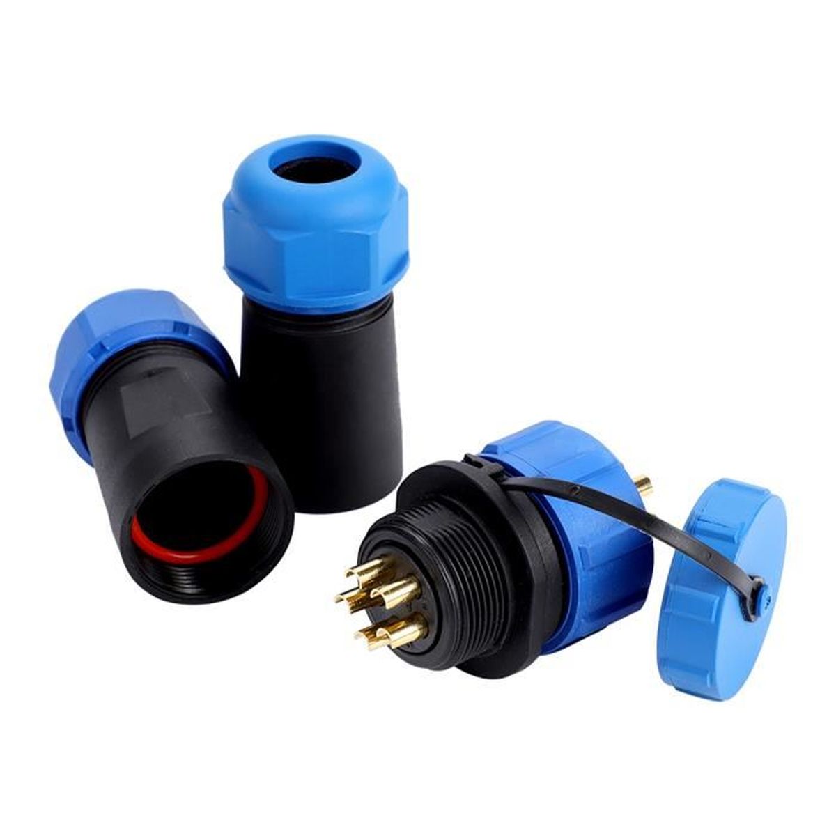 Lot 3 Connecteurs Aviation SP21 3 Broches IP68 - Étanche 500V 30A - Pour Éclairage Extérieur, Sertissage Vis