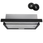 FIREGAS Hotte Aspirante 60cm - 350m³/h - sous comptoir - recirculation et évacuation - CC110 Filtre à charbon - 2 vitesses - Noir