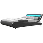 DFM Lit LED Comet PU Gris Liseré Blanc 140x190 cm