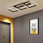 EIDISUNY Plafonnier LED Dimmable 3 Couleurs Blanc chaud Blanc neutre Blanc froid Lumière avec 3 carrés Pour Salon Chambre Plafonnier - Noir