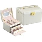 EXBON Boîte à bijoux en cuir PU motif crocodile Boîte à bijoux double tiroir à trois couches Boîte de rangement