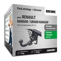 Attelage - Renault KANGOO / GRAND KANGOO II - 07/13-12/99 - rotule démontable - Brink - Faisceau universel 7 broches