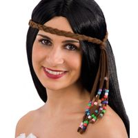 Bandeau hippie adulte avec perles - Accessoire de déguisement - Marron - Femme
