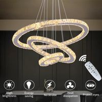 DIY Anneaux luxe Chandelier cristal Plafond plomb  Lamp Mordern Penden Light Smart Télécommande Home Décoration Éclairage