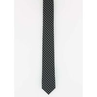 Cotton Park - Cravate fine en soie noire motifs carrés - Homme