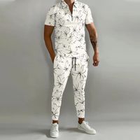 Chemises hommes - Imprimé zippée Meilleure Qualité et ensemble pantalon décontracté - Dpckl - Blanc