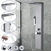 YUENFONG Panneau de douche en acier inoxydable brossé avec douche à effet pluie, colonne de douche pour salle de bain, Argent