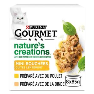 BOITES - PATÉES LOT DE 6 - PURINA GOURMET - Nature’s Creations Poulet Dinde Pâtée pour chat - paquet de 8 boites de 85 g