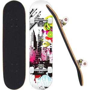 SKATEBOARD - LONGBOARD Skateboards for Beginners 80 X 20 cm Skateboard avec ABEC 7 Bearings 7Layer Tricks for Adults Skateboard Complet pour Adolescents
