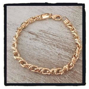 Bracelet Chaînette Avec Boucles Plaqué Or - Longueur 20cm, Occasion, Style Vintage Doré