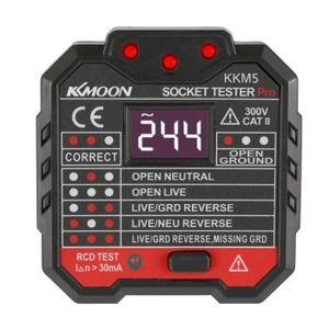 Testeurs de prise HABOTEST HT106D Test de tension D/étecteur de prise Prise UE Prise de terre Prise de ligne z/éro Prise de polarit/é V/érification de phase Noir