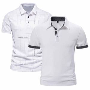 POLO Polo Homme Lot de 2 Été Fashion Casual Manche Courte Respirant Confortable Polo Marque Luxe T-Shirt Hommes - Blanc-Blanc