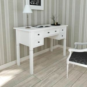 Bureau Blanc A 5 Tiroirs Table De Bureau Meuble De Chambre Achat Vente Bureau Bureau Blanc A 5 Tiroirs Soldes Sur Cdiscount Des Le 20 Janvier Cdiscount