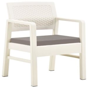Ensemble table et chaise de jardin Zerodis Salon de jardin 3 pcs avec coussins Plastique Blanc AB315854 HB042