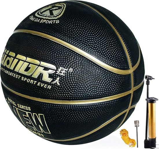 Senston Ballon De Basket Taille 7 En Caoutchouc Avec Pompe - Grip Parfait Intérieur Extérieur