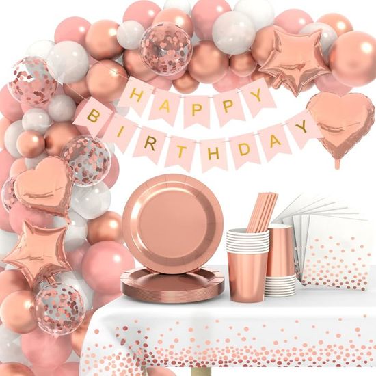 147 Stücke Kit Vaisselle Anniversaire Fille,Ballon Papillon