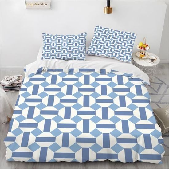 Couverture Matelassée à Carreaux Gris Et Blanc – Taille Queen, Avec Sac De Rangement (Ienjoy Home)