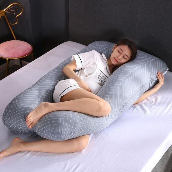 Housse De Coussin Grossesse En Forme De U - Coton Doux - Taie Amovible